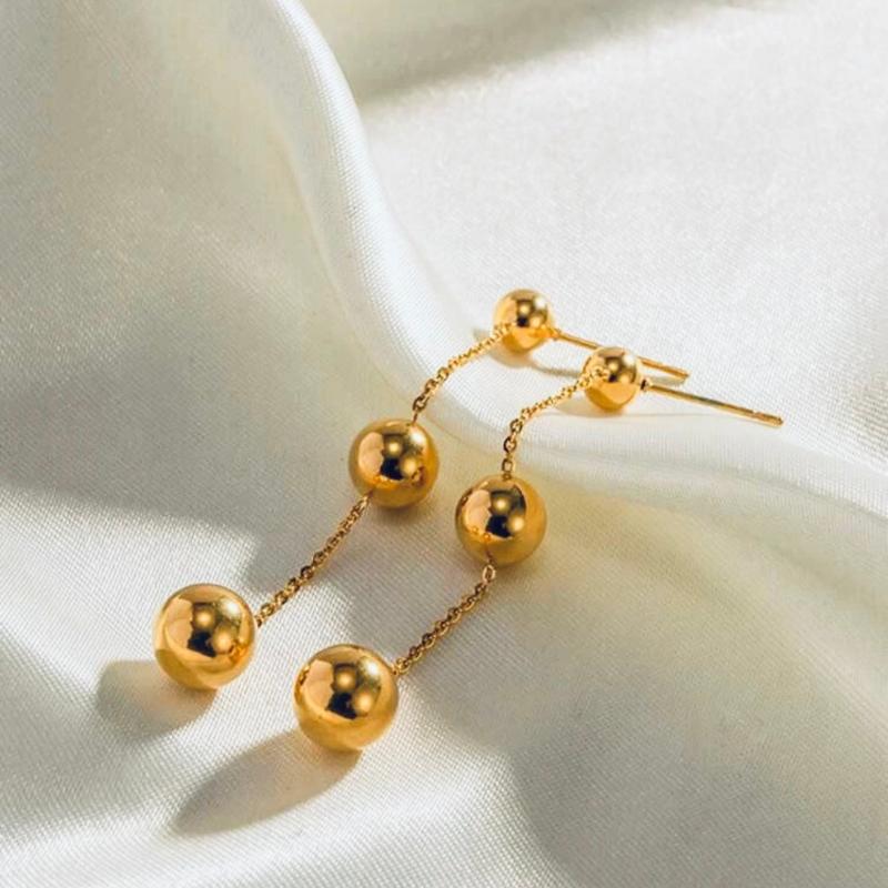 Ball Bead And Chain Earrings