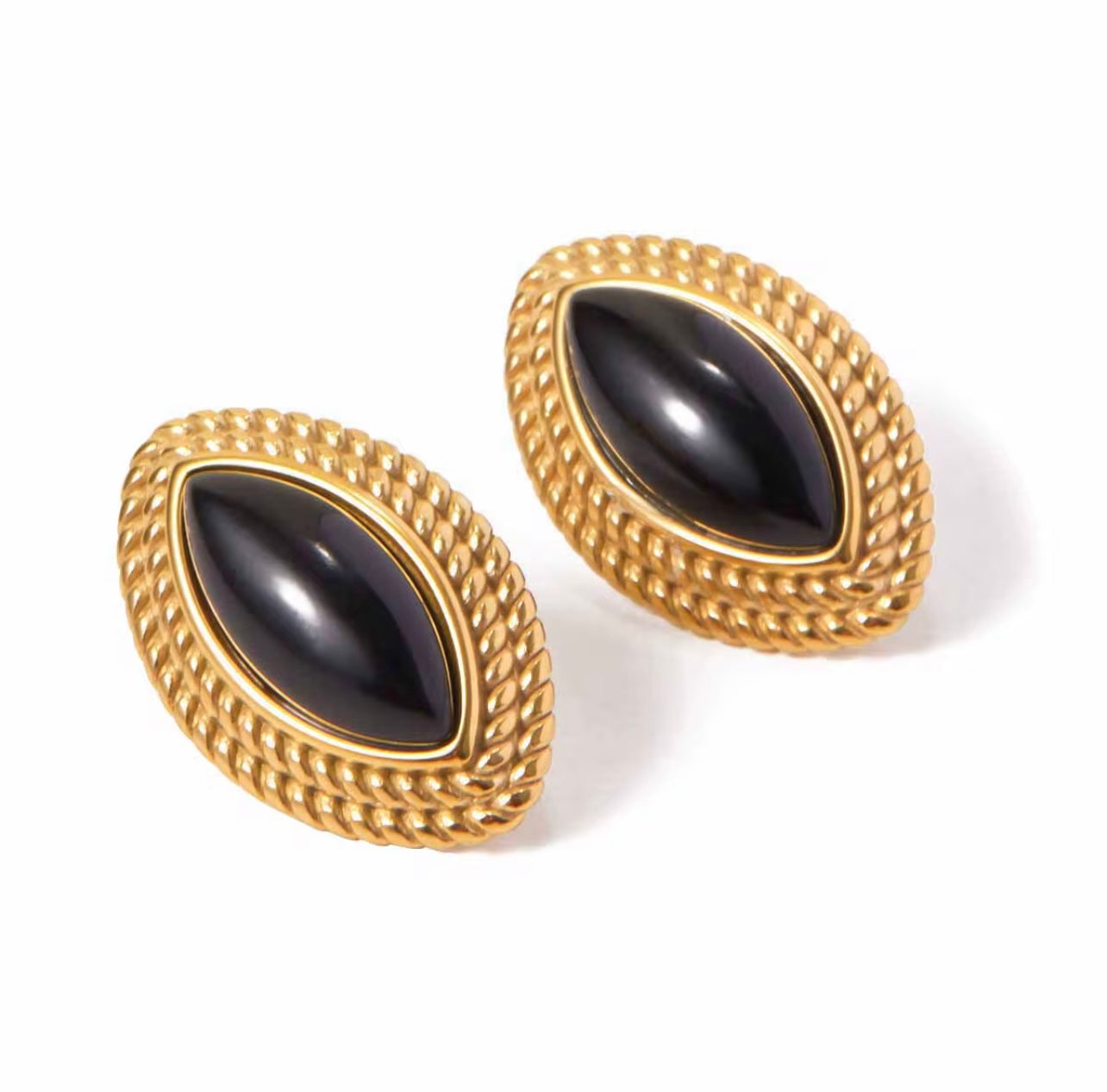 Retro Agate Stone Oval Stud